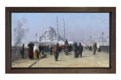 Osmanlı İstanbulu Tablosu Kahverengi Ahşap Çerçeve - 50x70