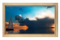 Gökyüzü Gemi Tablosu Naturel Ahşap Çerçeve - 45x30