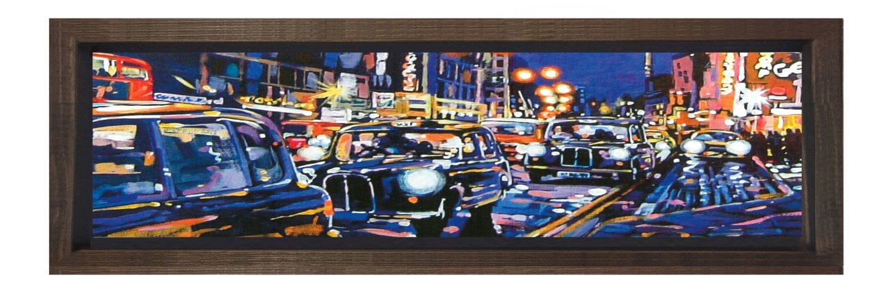 Vintage Şehir Tablosu Kahverengi Ahşap Çerçeve - 90x30