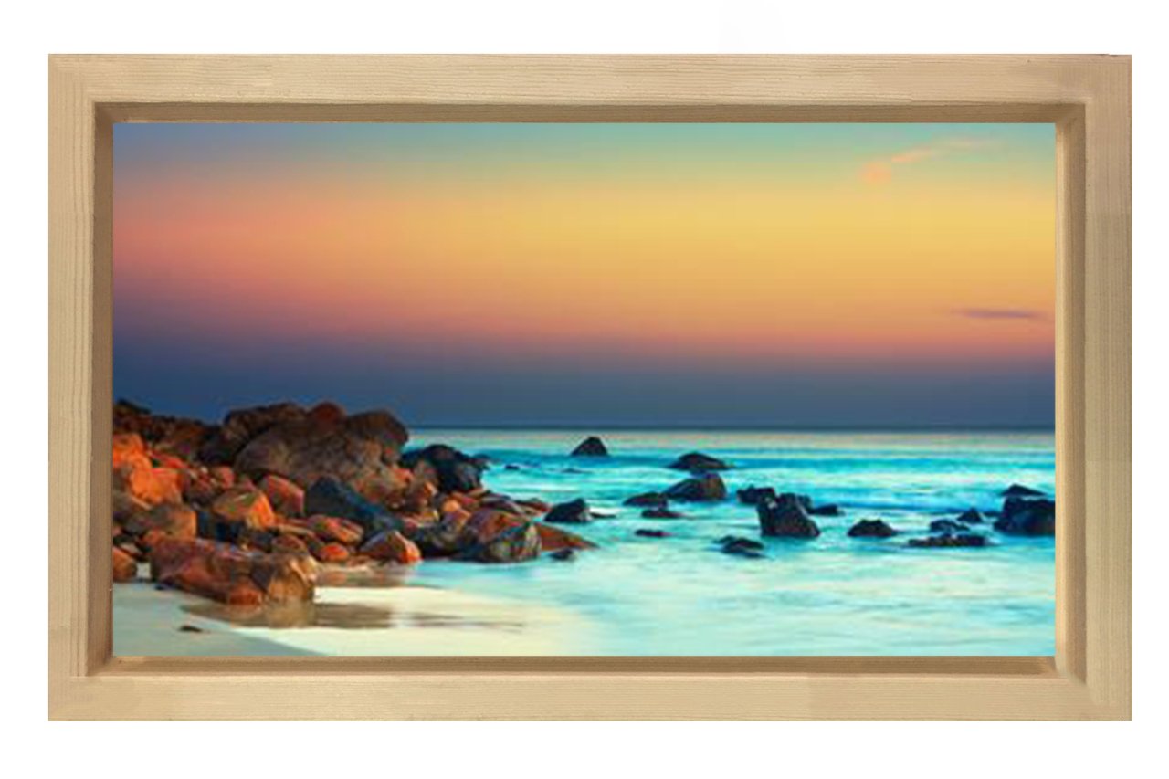 Güneş Batımı ve Berrak Deniz Tablosu Naturel Ahşap - 70x100