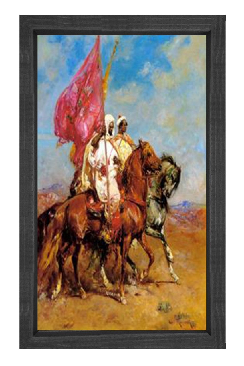 Çöl Süvarileri Tablosu Siyah Ahşap Çerçeve - 50x90