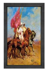 Çöl Süvarileri Tablosu Siyah Ahşap Çerçeve - 50x90