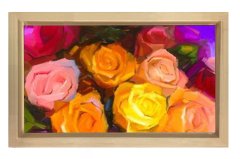 Gül Çiçekleri Tablo Tablosu Naturel Ahşap Çerçeve - 50x90