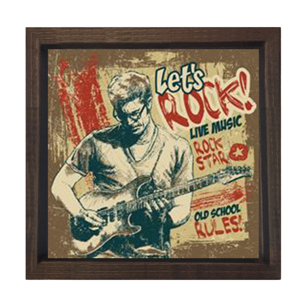 Rocker Adam Tablosu Kahverengi Ahşap Çerçeve - 30x30