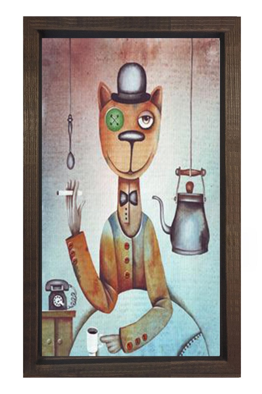 Kedi Tablosu Kahverengi Ahşap Çerçeve - 100x200