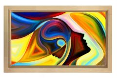 Soyut Reprodüksiyon Tablosu Naturel Ahşap - 40x60