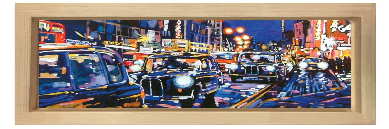 Vintage Şehir Tablosu Naturel Ahşap Çerçeve - 180x60