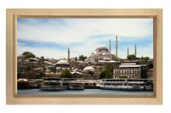 Süleymaniye Camii Tablosu Naturel Ahşap Çerçeve - 50x90
