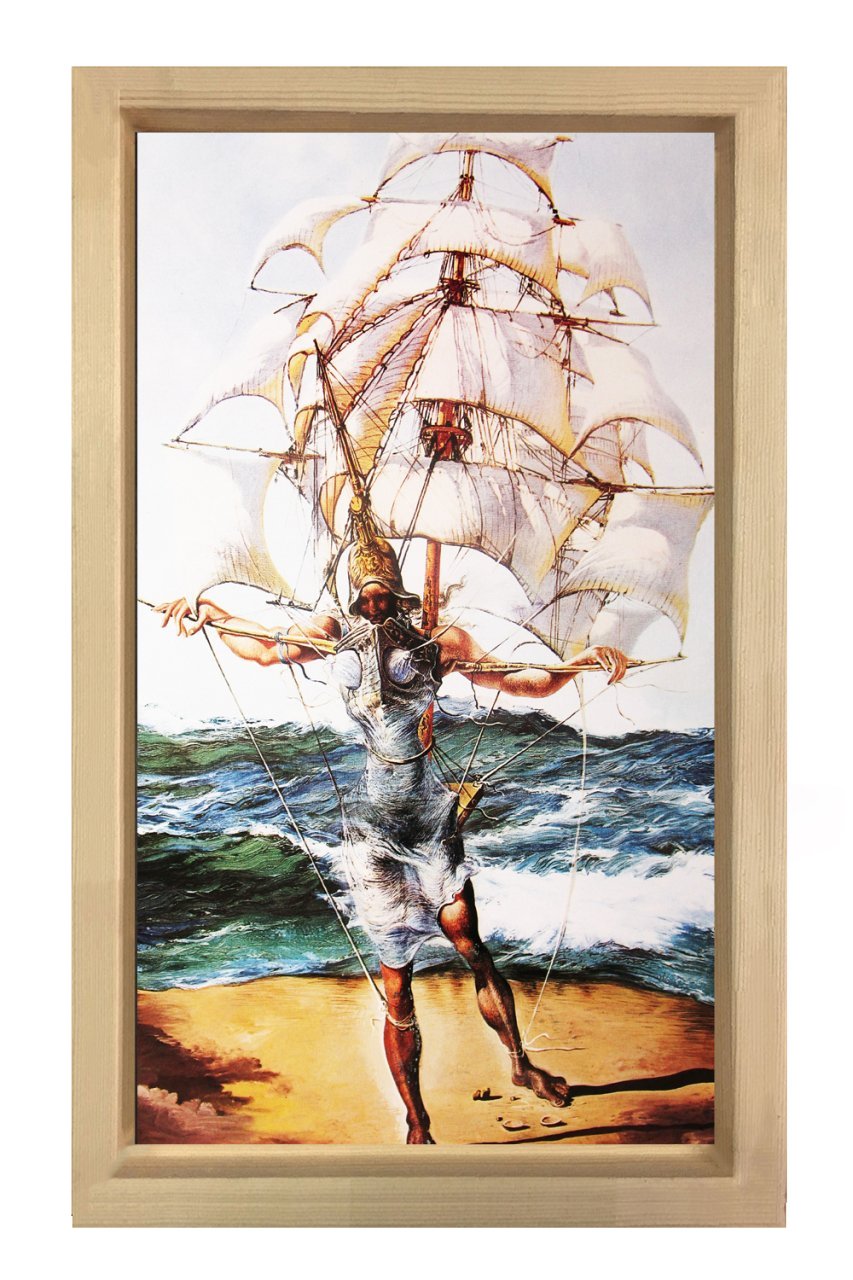 Gemi Tablosu Naturel Ahşap Çerçeve - 70x100