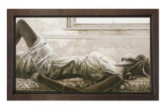 İlisturasyon Kadın Tablosu Kahverengi Ahşap Çerçeve - 50x90