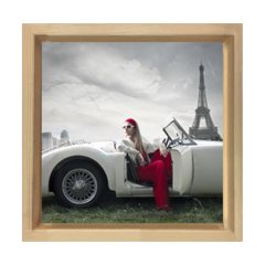 Paris Vintage Araba Tablosu Naturel Ahşap Çerçeve - 50x50