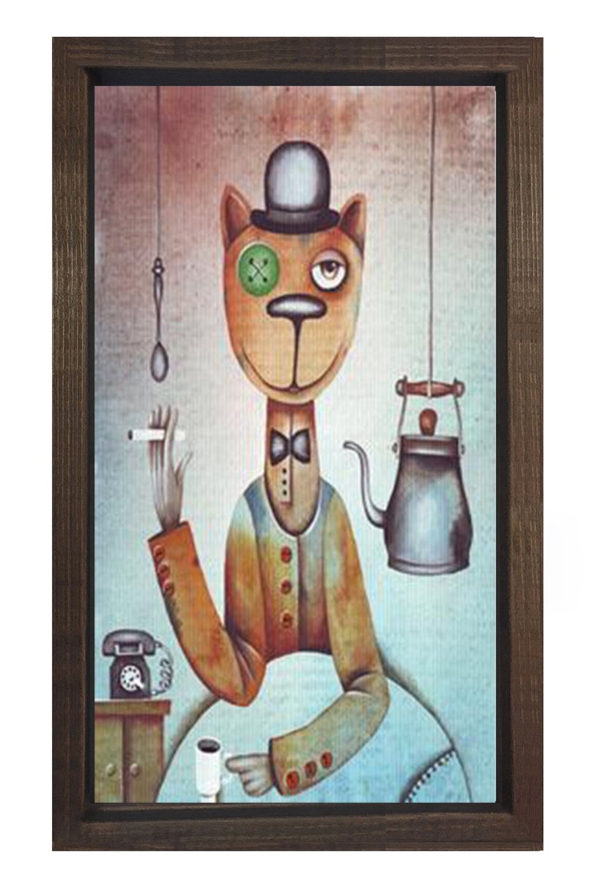 Kedi Tablosu Kahverengi Ahşap Çerçeve - 45x30