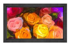 Gül Çiçekleri Tablo Tablosu Siyah Ahşap Çerçeve - 100x200