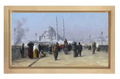 Osmanlı İstanbulu Tablosu Naturel Ahşap Çerçeve - 100x200