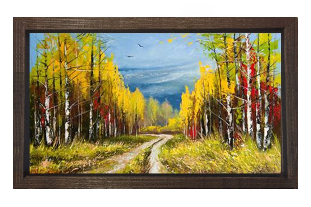 Orman Yolu Tablosu Kahverengi Ahşap Çerçeve - 50x70