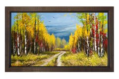 Orman Yolu Tablosu Kahverengi Ahşap Çerçeve - 50x70