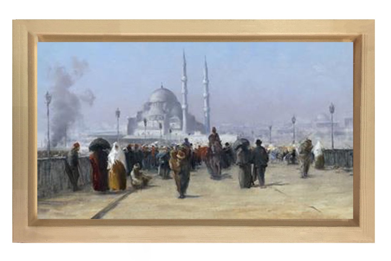 Osmanlı İstanbulu Tablosu Naturel Ahşap Çerçeve - 40x60