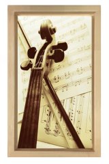 Notalar ve Keman Tablosu Naturel Ahşap Çerçeve - 100x150