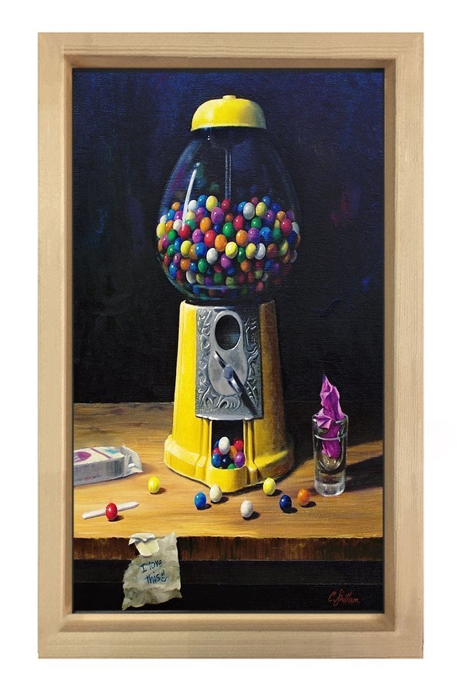Sakız makinesi Tablosu Naturel Ahşap - 50x70
