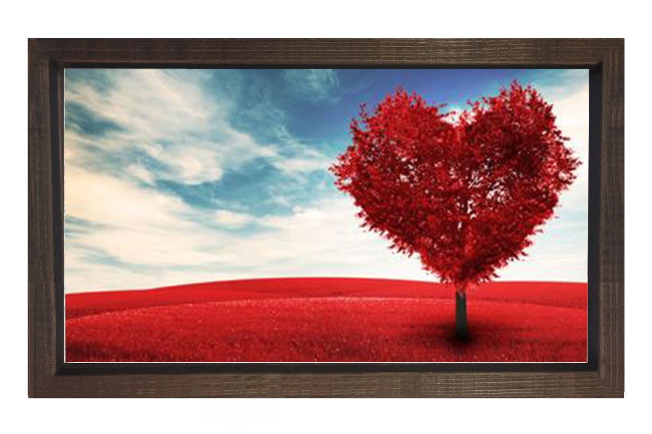 Kalp Manzarası Tablosu Kahverengi Ahşap Çerçeve - 100x150