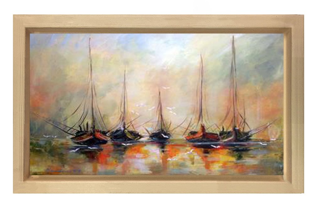 Soyut Gemiler Tablosu Naturel Ahşap - 50x90