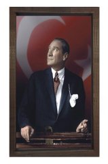 Atatürk Tablosu Kahverengi Ahşap - 50x70