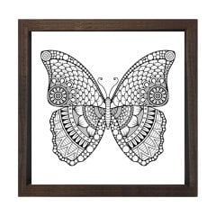 Kelebek Boyama Tablo Tablosu Kahverengi Ahşap Çerçeve - 40x40