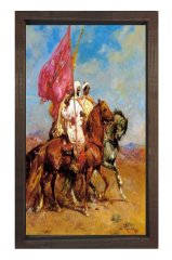 Çöl Süvarileri Tablosu Kahverengi Ahşap Çerçeve - 50x90