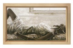 İlisturasyon Kadın Tablosu Naturel Ahşap Çerçeve - 100x200