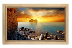 Gün Doğumu Deniz Tablosu Naturel Ahşap Çerçeve - 50x90