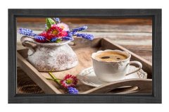 Türk Kahvesi Ve Tepsi Tablosu Siyah Ahşap Çerçeve - 40x60