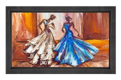 Dekoratif Elbiseli Kadınlar Tablosu Siyah Ahşap Çerçeve - 100x200