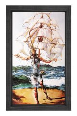 Gemi Tablosu Siyah Ahşap Çerçeve - 50x70