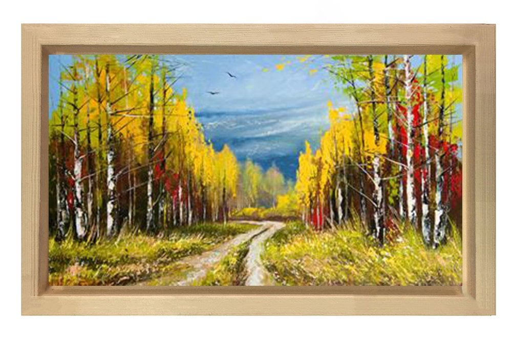 Orman Yolu Tablosu Naturel Ahşap Çerçeve - 100x150