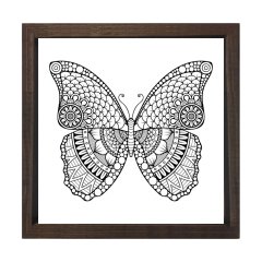 Kelebek Boyama Tablo Tablosu Kahverengi Ahşap Çerçeve - 60x60