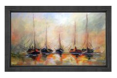 Soyut Gemiler Tablosu Siyah Ahşap - 100x200