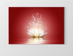 Işıltılı Pembe Nilüfer Tablosu Çerçevesiz - 40x60