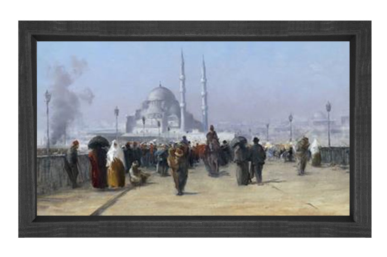 Osmanlı İstanbulu Tablosu Siyah Ahşap Çerçeve - 100x150