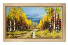 Orman Yolu Tablosu Naturel Ahşap Çerçeve - 40x60