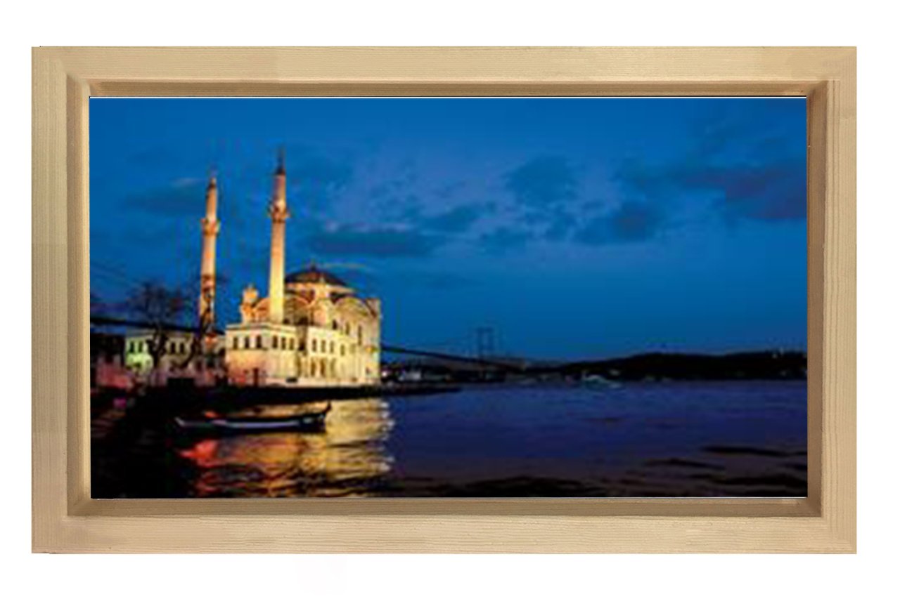 Orta Köy Camisi Tablosu Naturel Ahşap Çerçeve - 50x70
