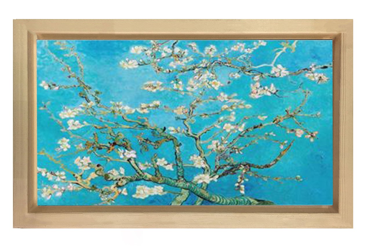 Çiçekli Badem Ağacı Tablosu Naturel Ahşap Çerçeve - 40x60