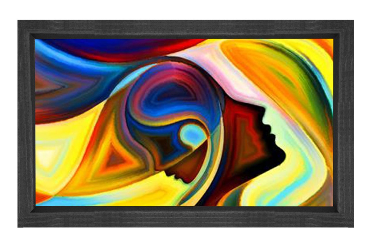 Soyut Reprodüksiyon Tablosu Siyah Ahşap - 45x30