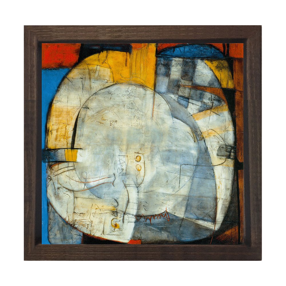 Soyut Reprodüksiyona Tablosu Kahverengi Ahşap Çerçeve - 80x80