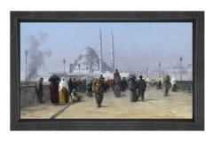 Osmanlı İstanbulu Tablosu Siyah Ahşap Çerçeve - 100x200