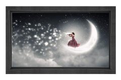 Keman Müzikli Kadın Tablosu Siyah Ahşap Çerçeve - 40x60