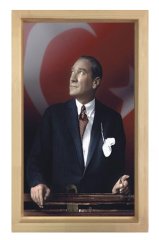Atatürk Tablosu Naturel Ahşap - 40x60