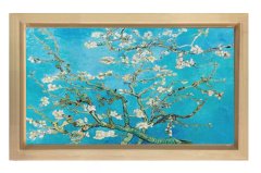 Çiçekli Badem Ağacı Tablosu Naturel Ahşap Çerçeve - 45x30