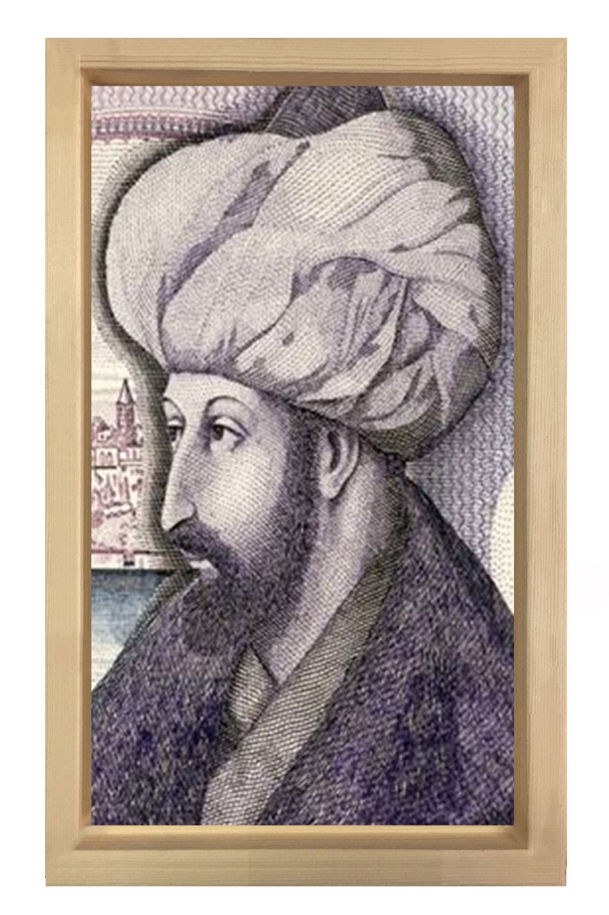 Fatih Sultan Mehmet Tablosu Naturel Ahşap Çerçeve - 100x150