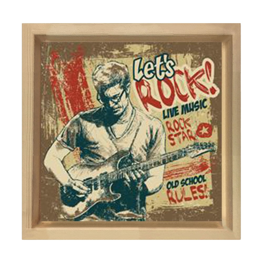 Rocker Adam Tablosu Naturel Ahşap Çerçeve - 60x60