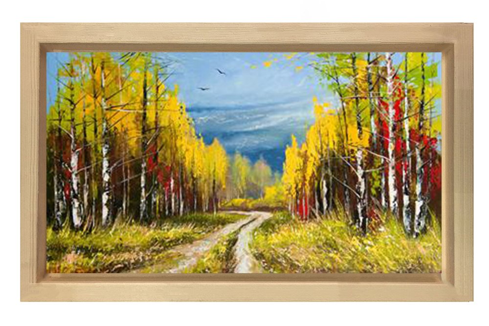 Orman Yolu Tablosu Naturel Ahşap Çerçeve - 50x90